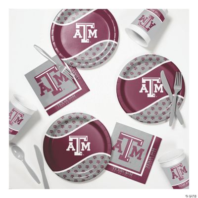 Bundle Includes Paper Plates & Napkins for 8 Guests Texas A&M Celebration or Tailgate Party Supply Pack 